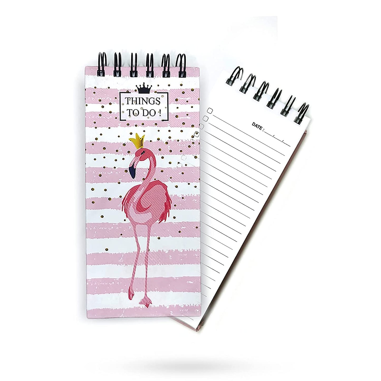 Flamingo Things to Do Notepad | Memo Pad | To Do Organizer | Hardbound Wiro Pad | 250 Ruled Pages | 3.5 x 8 Inches |