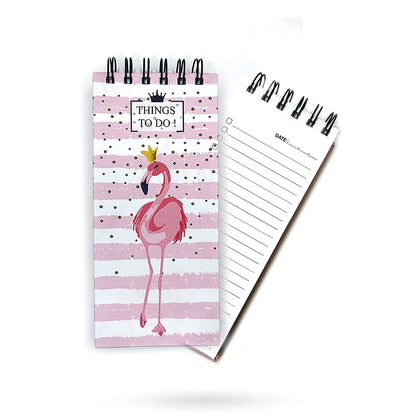 Flamingo Things to Do Notepad | Memo Pad | To Do Organizer | Hardbound Wiro Pad | 250 Ruled Pages | 3.5 x 8 Inches |