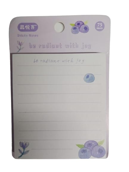 Be Radiant with Joy Purple Notepad and Sticky Notes Unique Mini Notes Memo Pads Diary| 75 Sheets| Size Approx 8 CM