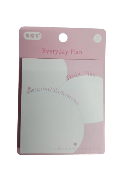 Everyday Plan Pink Notepad and Sticky Notes Unique Mini Notes Memo Pads Diary| 75 Sheets| Size Approx 8 CM