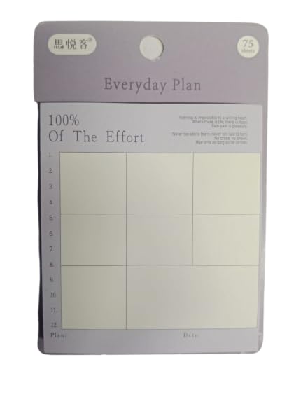 Everyday Plan Purple Notepad and Sticky Notes Unique Mini Notes Memo Pads Diary| 75 Sheets| Size Approx 8CM