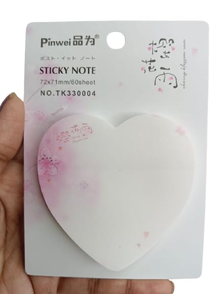 Heart Blossom Notepad and Sticky Notes Unique Mini Notes Memo Pads Diary| 60 Sheets| Size Approx 8 CM (Design B)