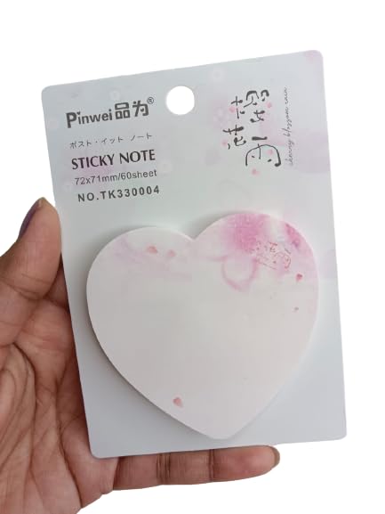 Heart Blossom Notepad and Sticky Notes Unique Mini Notes Memo Pads Diary| 60 Sheets| Size Approx 8 CM (Design C)