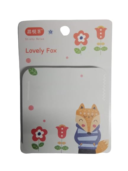 Lovely Fox Notepad and Sticky Notes Unique Mini Notes Memo Pads Diary| 75 Sheets| Size Approx 8 CM