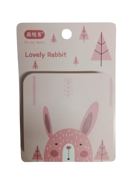 Lovely Rabbit Notepad and Sticky Notes Unique Mini Notes Memo Pads Diary| 75 Sheets| Size Approx 8 CM