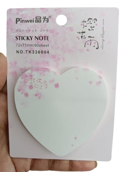 Heart Blossom Notepad and Sticky Notes Unique Mini Notes Memo Pads Diary| 60 Sheets| Size Approx 8 CM (Design D)