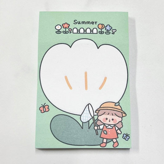 Butterfly Hunting Girl Notepad Sticky Notes Unique Mini Notes Memo Pads Diary| 80 Sheets| Size Approx 9 CM