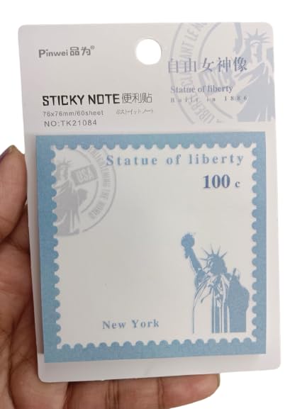 Statue of Liberty Notepad and Sticky Notes Unique Mini Notes Memo Pads Diary| 60 Sheets| Size Approx 8 CM