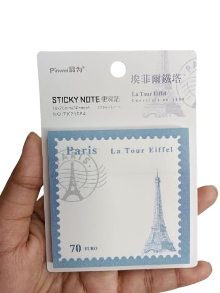 Paris La Tour Eiffel Notepad and Sticky Notes Unique Mini Notes Memo Pads Diary| 60 Sheets| Size Approx 8 CM