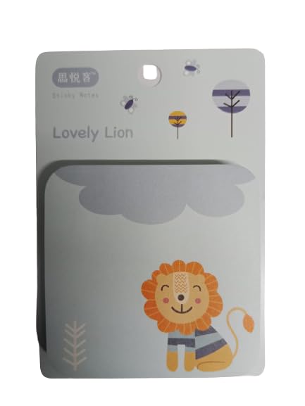 Lovely Lion Notepad and Sticky Notes Unique Mini Notes Memo Pads Diary| 75 Sheets| Size Approx 7 CM