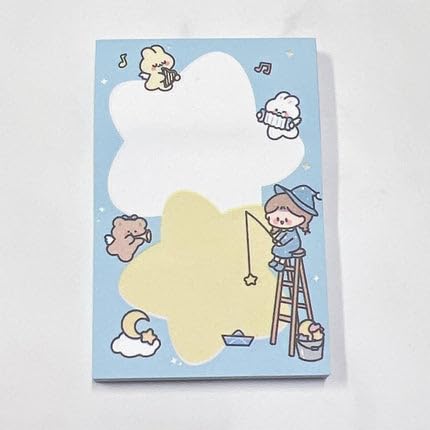 Cute Girl Star Notepad and Sticky Notes Unique Mini Notes Memo Pads Diary| 80 Sheets| Size Approx 9 CM