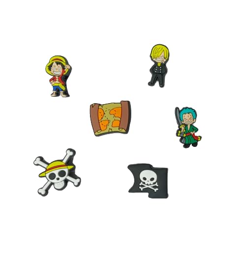 One Piece Crocs Charms | Set of 6 Pcs | Unisex | Size 3-4 Cm |