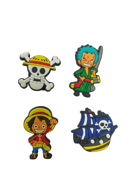 One Piece Crocs Charms | Set of 4 Pcs | Unisex | Size 3-4 Cm |