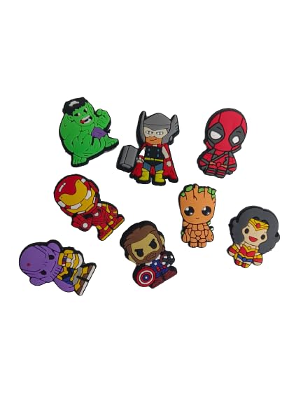 Avengers / Marvel Supehero Crocs Charms | Set of 8 Pcs | Unisex | Size 3-4 Cm |