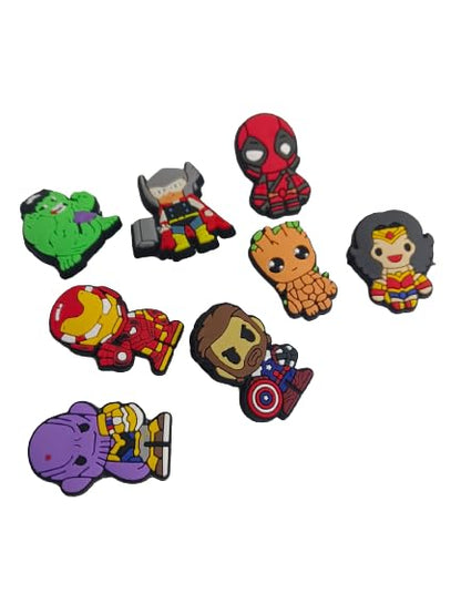 Avengers / Marvel Supehero Crocs Charms | Set of 8 Pcs | Unisex | Size 3-4 Cm |