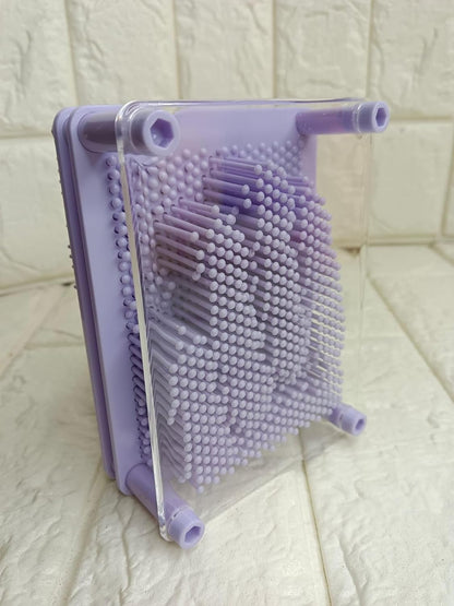 Rectangle Shaped Small 3D Pin Art | Purple Colour | Pin Art Palm Board | 3.75 X 5 Inches | 3D Impression Toy |