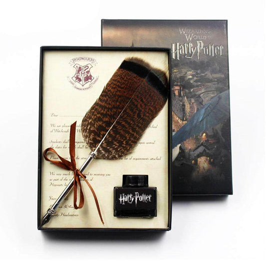 Harry Potter Feather Pen With Ink Pot | Harry Potter Ink Set Antique Feather Calligraphy Pen Gift Set With 1 Nib And Ink, Harry Potter Owl Dip Pen, Calligraphy Set| Style B