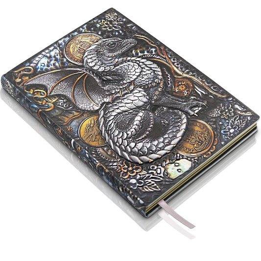 Dragon 3D Embossed Hardcover Diary, Vintage Notebook, A5 Personal Organiser Journal Travel Diary with Lined Paper Birthday Gift for Women & Men & Nerdy (Colorfull)