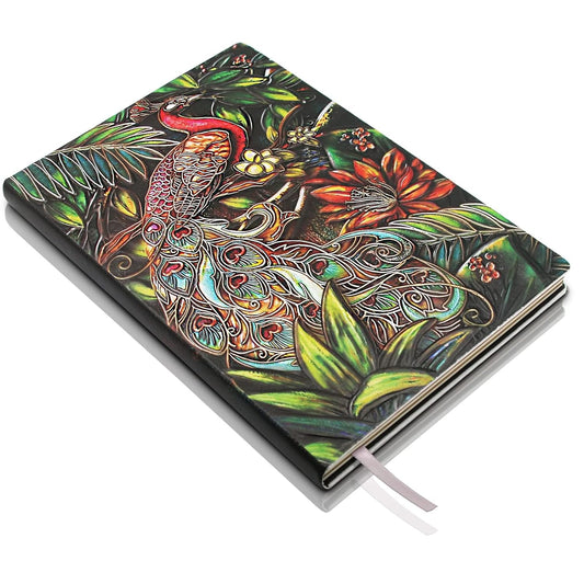 Peacock 3D Embossed Hardcover Diary, Vintage Notebook, A5 Personal Organiser Journal Travel Diary with Lined Paper Birthday Gift for Women & Men & Nerdy (Colorfull)