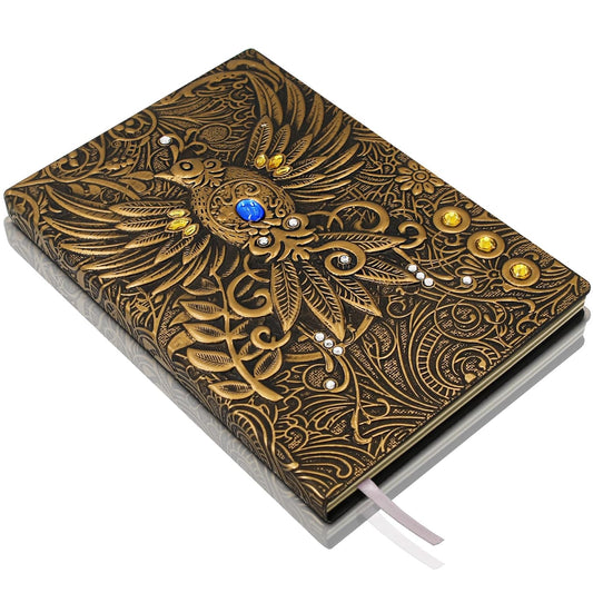 Phoenix 3D Embossed Hardcover Diary, Vintage Notebook, A5 Personal Organiser Journal Travel Diary with Lined Paper Birthday Gift for Women & Men & Nerdy (Copper)