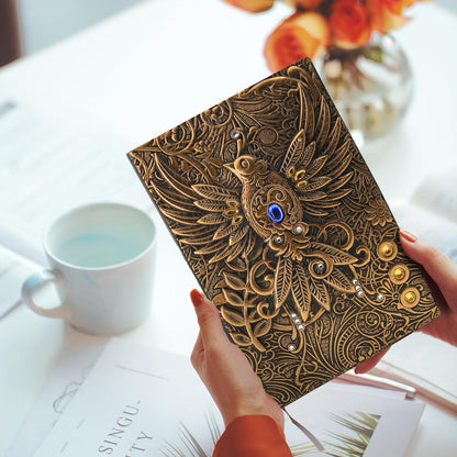 Phoenix 3D Embossed Hardcover Diary, Vintage Notebook, A5 Personal Organiser Journal Travel Diary with Lined Paper Birthday Gift for Women & Men & Nerdy (Copper)