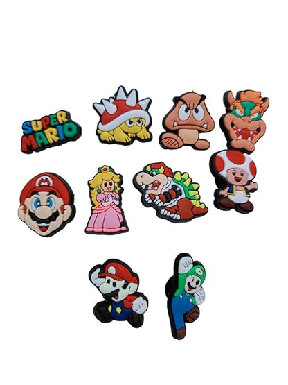 Super Mario Decoration Shoes Charms for Clog shoes for Unisex Size Approx 3-4 cm | Set of 10- B