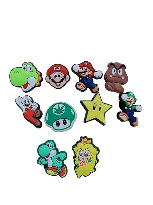 Super Mario Decoration Shoes Charms for Clog shoes for Unisex Size Approx 3-4 cm | Set of 10- C