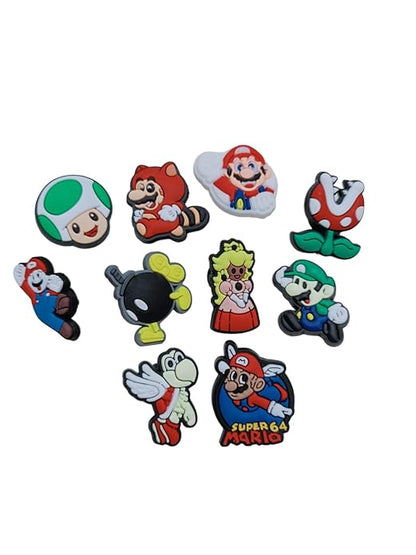 Super Mario Decoration Shoes Charms for Clog shoes for Unisex Size Approx 3-4 cm | Set of 10- A