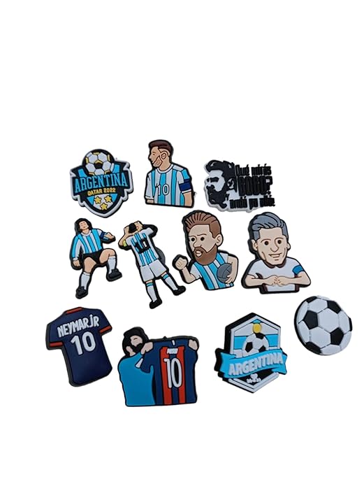 Lionel Messi Decoration Shoes Charms for Clog shoes for Unisex Size Approx 3-4 cm | Set of 11