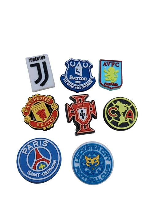 Football Club Decoration Shoes Charms for Clog shoes for Unisex Size Approx 3-4 cm | Set of 8 | A