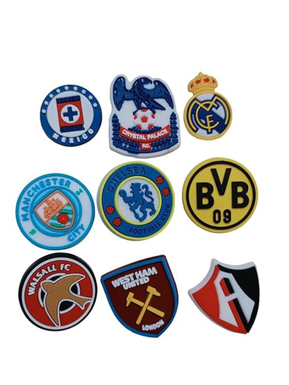 Football Club Decoration Shoes Charms for Clog shoes for Unisex Size Approx 3-4 cm | Set of 9