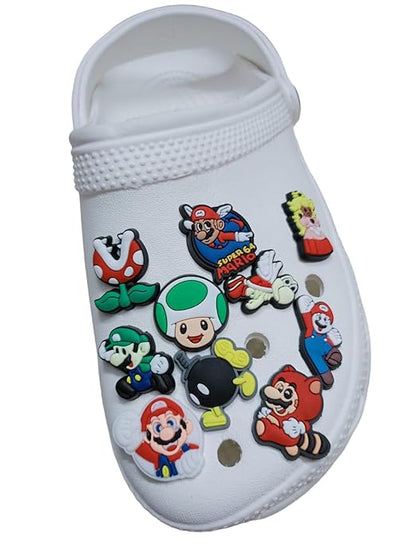 Super Mario Decoration Shoes Charms for Clog shoes for Unisex Size Approx 3-4 cm | Set of 10- A