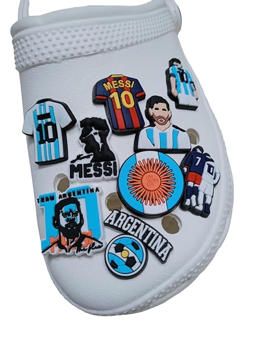 Lionel Messi Decoration Shoes Charms for Clog shoes for Unisex Size Approx 3-4 cm | Set of 9