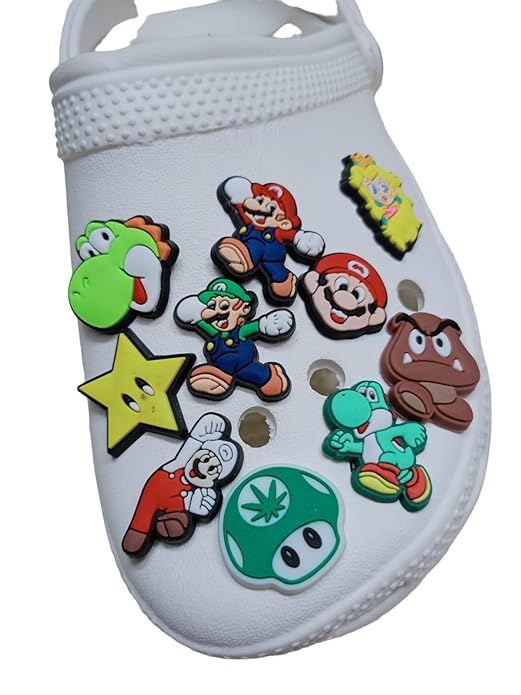 Super Mario Decoration Shoes Charms for Clog shoes for Unisex Size Approx 3-4 cm | Set of 10- C