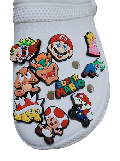 Super Mario Decoration Shoes Charms for Clog shoes for Unisex Size Approx 3-4 cm | Set of 10- B