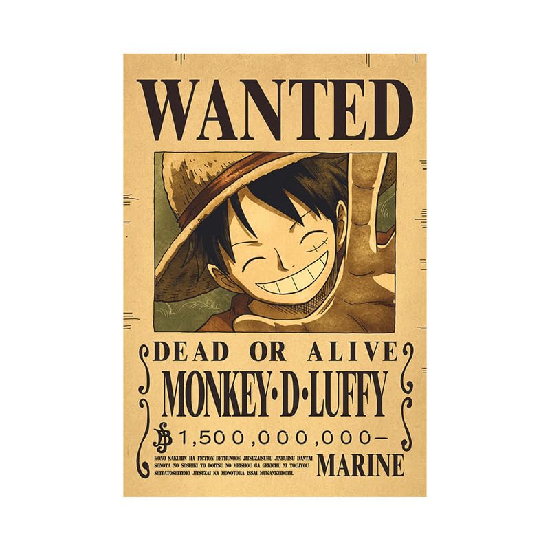 One Piece Wanted Monkey D Luffy Premium Poster Kraft Paper Poster Size 42 x 28 cm