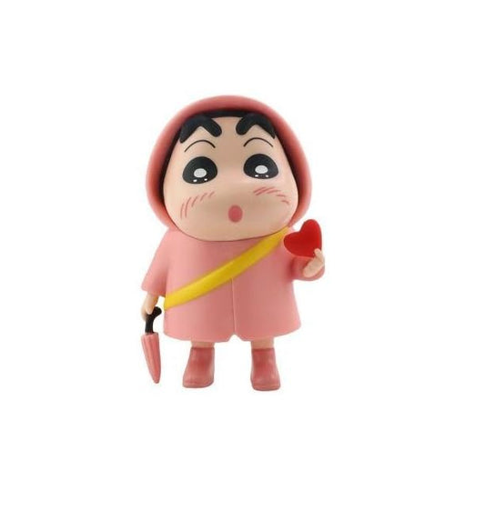 Shinchan Raincoat Figures - Figure 1pc | Cake Topper/Toy for Car Dashboard, Study Table Office Desk Collectible | 10 cm | Pink