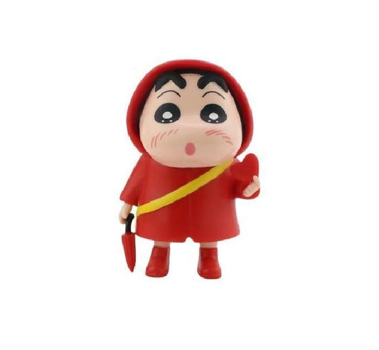 Shinchan Raincoat Figures - Figure 1pc | Cake Topper/Toy for Car Dashboard, Study Table Office Desk Collectible | 10 cm | Red