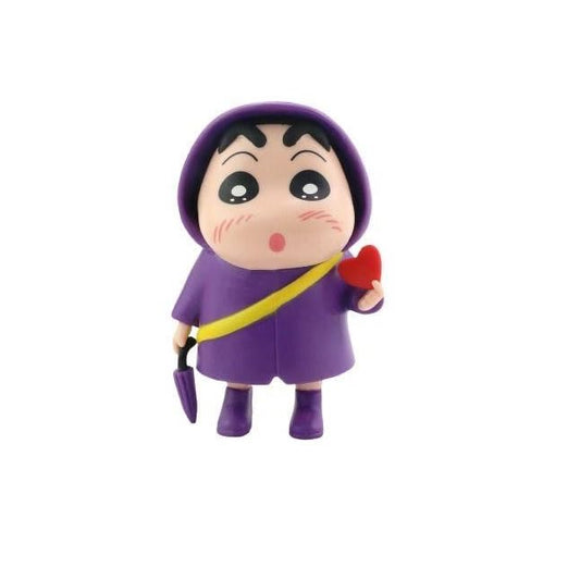 Shinchan Raincoat Figures - Figure 1pc | Cake Topper/Toy for Car Dashboard, Study Table Office Desk Collectible | 10 cm | Purple