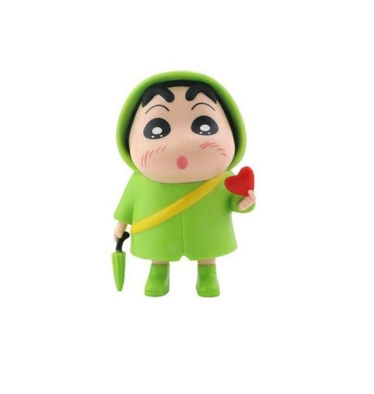 Shinchan Raincoat Figures - Figure 1pc | Cake Topper/Toy for Car Dashboard, Study Table Office Desk Collectible | 10 cm | Green