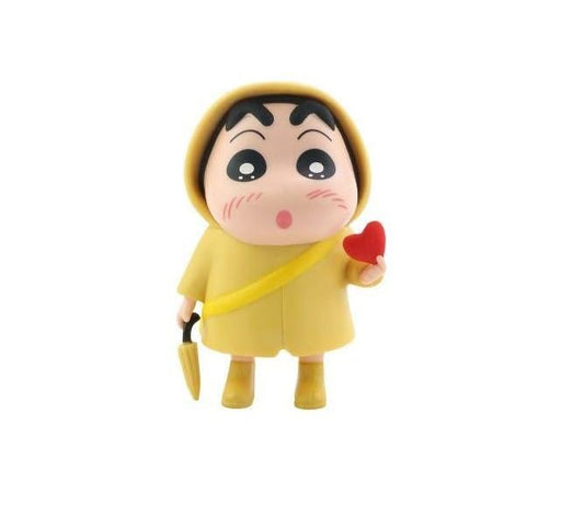 Shinchan Raincoat Figures - Figure 1pc | Cake Topper/Toy for Car Dashboard, Study Table Office Desk Collectible | 10 cm | Yellow