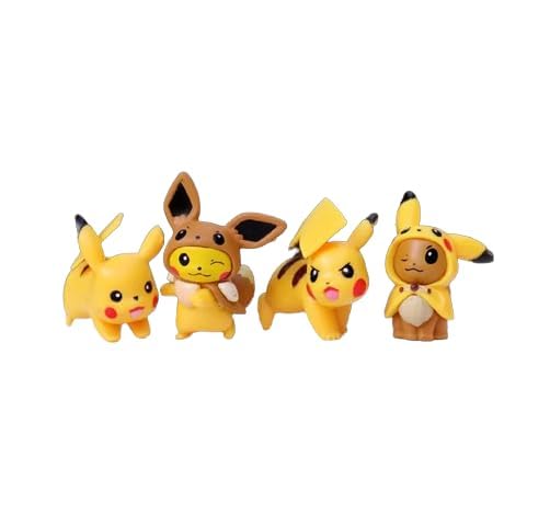 Pokmon Action Figures Miniature Toy Figure Special Edition for Car Dashboard, Decoration, Cake, Office Desk & Study Table (Pikaa- Chu 4pcs)