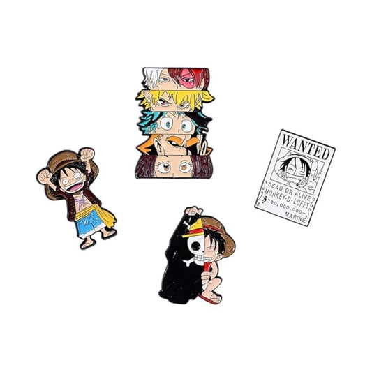 Anime One Piece Enamel Lapel Pin Badge - Costume Badge Cosplay Badge, Brooch for Backpack Badge for Fans Gift, 4 pcs