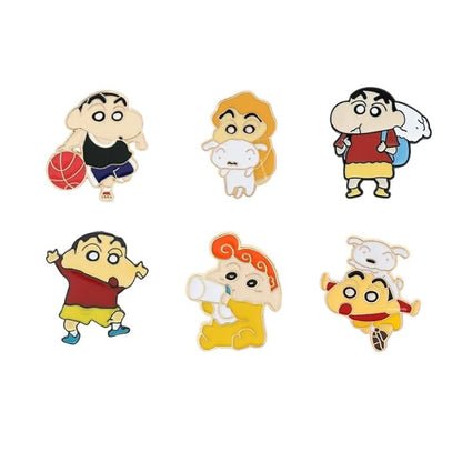 shinchan Enamel Lapel Pin Badge - Costume Badge Cosplay Badge, Brooch for Backpack Badge for Fans Gift, 6 pcs