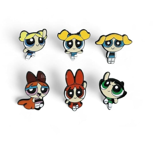 Powerpuff Girls Enamel Lapel Pin Badge - Costume Badge Cosplay Badge, Brooch for Backpack Badge for Fans Gift (6 pcs)