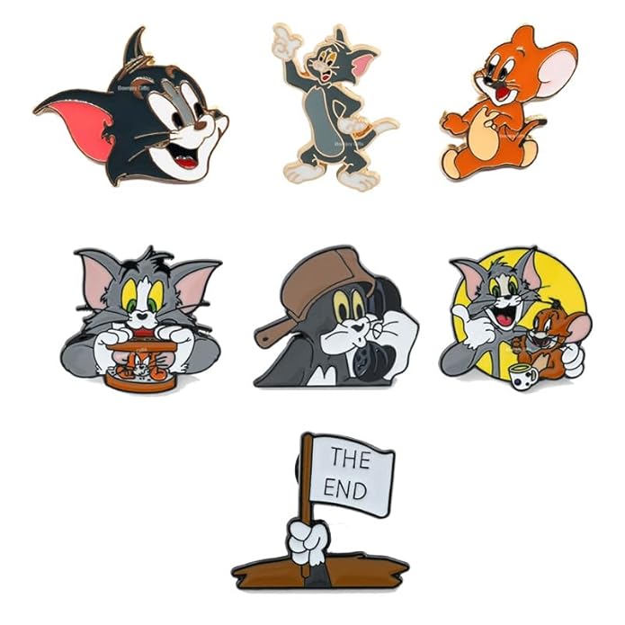 Tom and Jerry Enamel Lapel Pin Badge - Costume Badge Cosplay Badge, Brooch for Backpack Badge for Fans Gift, 7 pcs