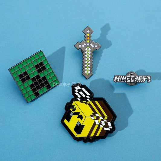 Minecraft Enamel Lapel Pin Badge - Costume Badge Cosplay Badge, Brooch for Backpack Badge for Fans Gift, 4 pcs