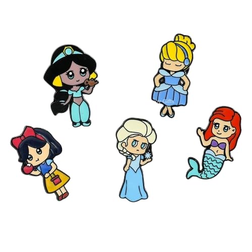 Princess Enamel Lapel Pin Badge - Costume Badge Cosplay Badge, Brooch for Backpack Badge for Fans Gift, 5 pcs