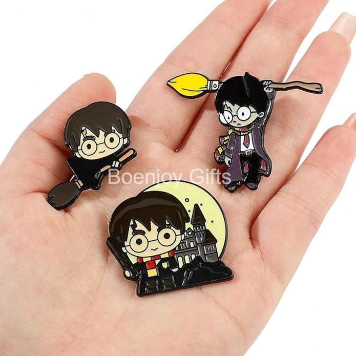 Harry Potter Enamel Lapel Pin Badge - Costume Badge Cosplay Badge, Brooch for Backpack Badge for Fans Gift, 3 pcs