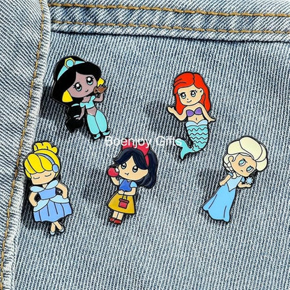 Princess Enamel Lapel Pin Badge - Costume Badge Cosplay Badge, Brooch for Backpack Badge for Fans Gift, 5 pcs